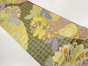 変わり菊・花々模様織出し袋帯